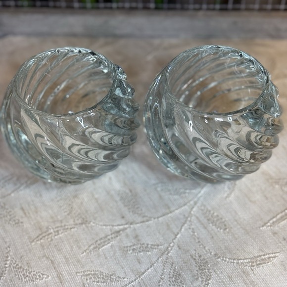 PartyLite Illusions Set of 2 Sturdy Glass Swirled Candle Holders Retired #PO463 - Picture 4 of 8